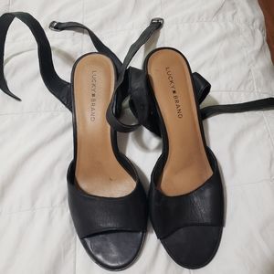 Lucky Brand black strap heels